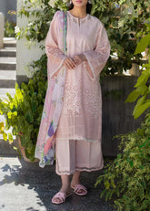 Grace Z-(s1261) - Stitched Embroidered CUTWORK 3pc Lawn Dress With Printed Munar Dupatta.